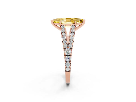 Rose gold Marquise Cut Yellow Sapphire Split Shank Pavé Engagement Ring with Four-Prong Setting_14