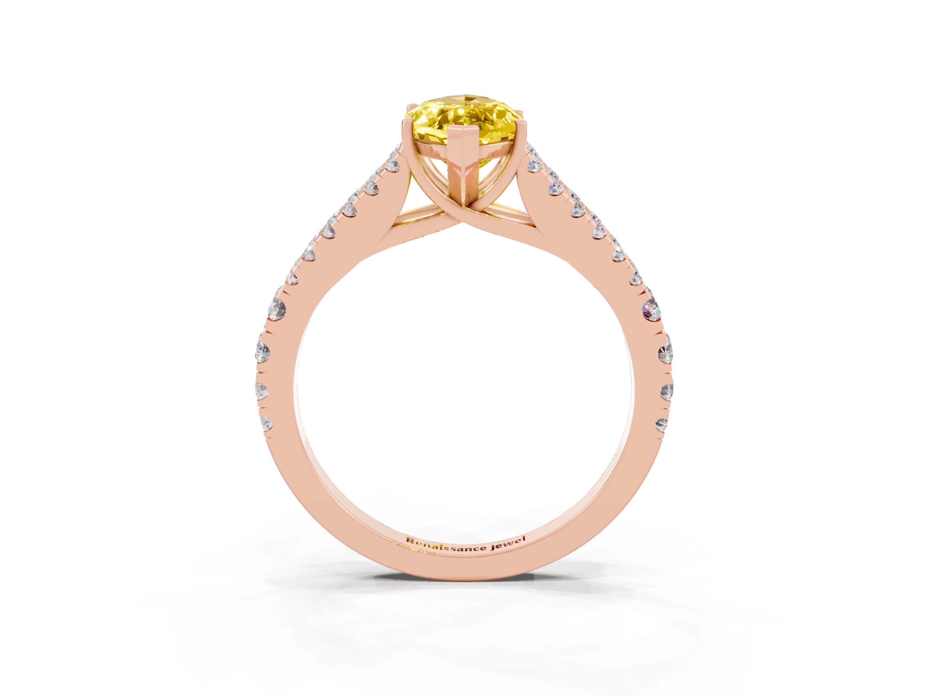 Rose gold Marquise Cut Yellow Sapphire Split Shank Pavé Engagement Ring with Four-Prong Setting_15