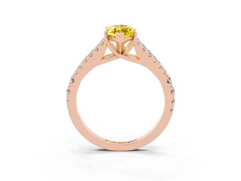Rose gold Marquise Cut Yellow Sapphire Split Shank Pavé Engagement Ring with Four-Prong Setting_15