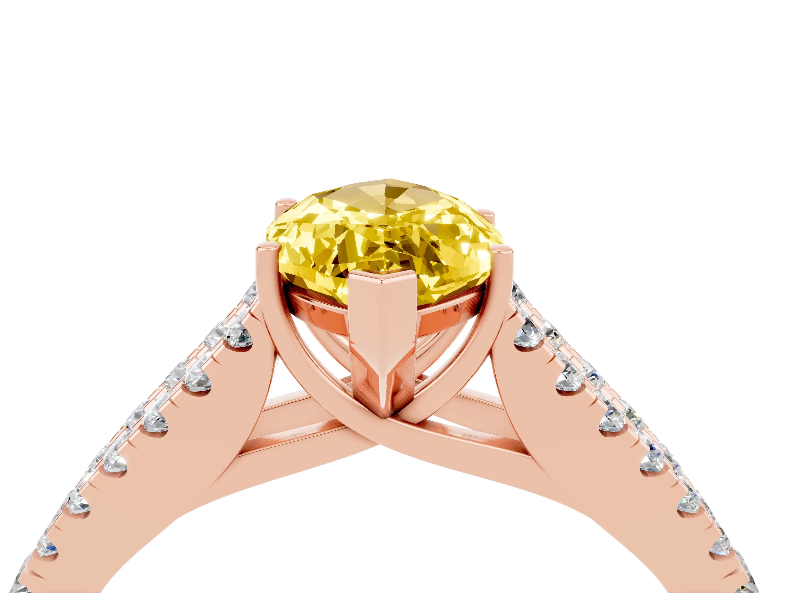 Rose gold Marquise Cut Yellow Sapphire Split Shank Pavé Engagement Ring with Four-Prong Setting_16