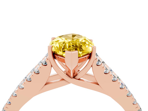 Rose gold Marquise Cut Yellow Sapphire Split Shank Pavé Engagement Ring with Four-Prong Setting_16