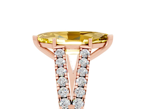 Rose gold Marquise Cut Yellow Sapphire Split Shank Pavé Engagement Ring with Four-Prong Setting_17