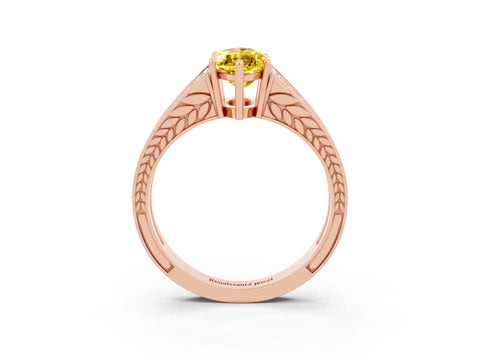 Rose gold Marquise Cut Yellow Sapphire Split Shank Ring with Pavé Band and Four-Prong Setting_3