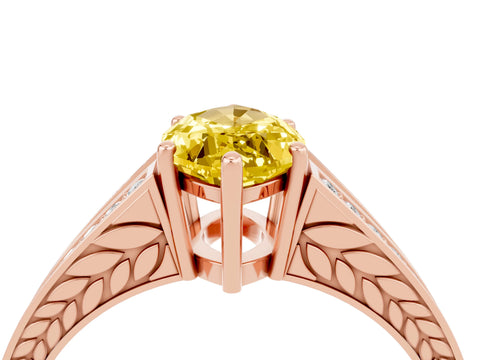 Rose gold Marquise Cut Yellow Sapphire Split Shank Ring with Pavé Band and Four-Prong Setting_4