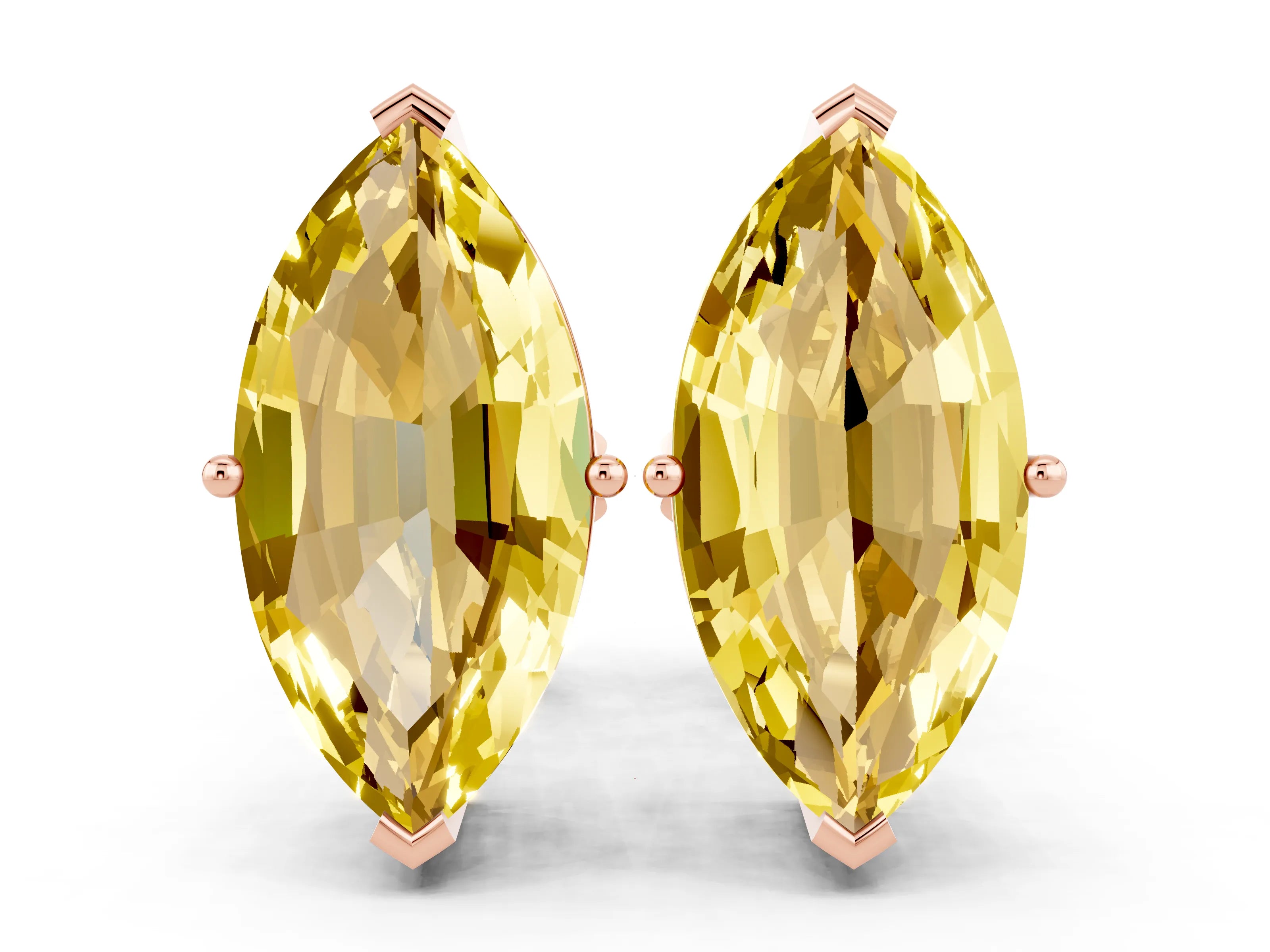 Rose gold Marquise Cut Yellow Sapphire Stud Earrings_34