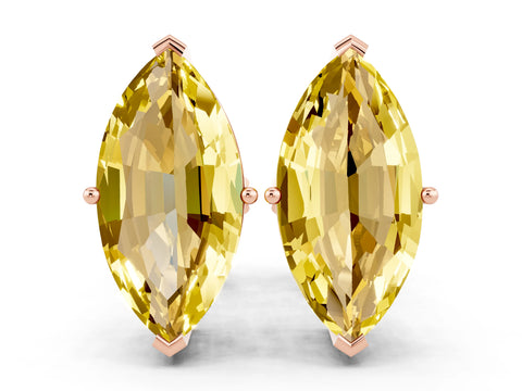 Rose gold Marquise Cut Yellow Sapphire Stud Earrings_34
