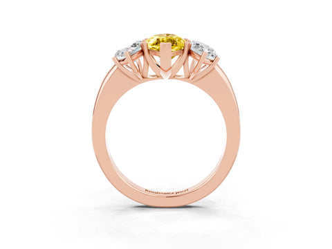 Rose gold Marquise Cut Yellow Sapphire Three-Stone Ring with Four-Prong Setting and Classic Band_3
