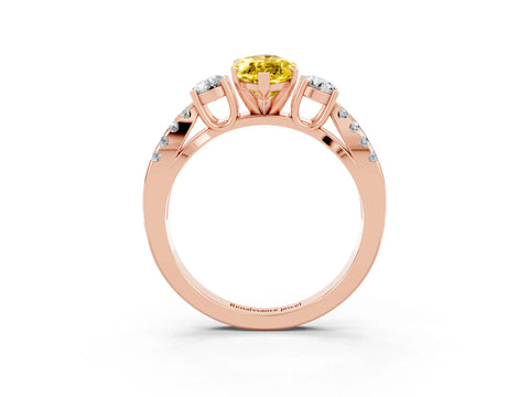 Rose gold Marquise Cut Yellow Sapphire Three-Stone Ring with Pavé Split Shank and Four-Prong Setting_39