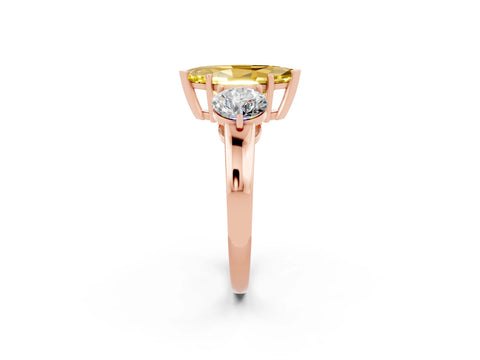Rose gold Marquise Cut Yellow Sapphire Three-Stone Ring with Prong Setting and Classic Band_2