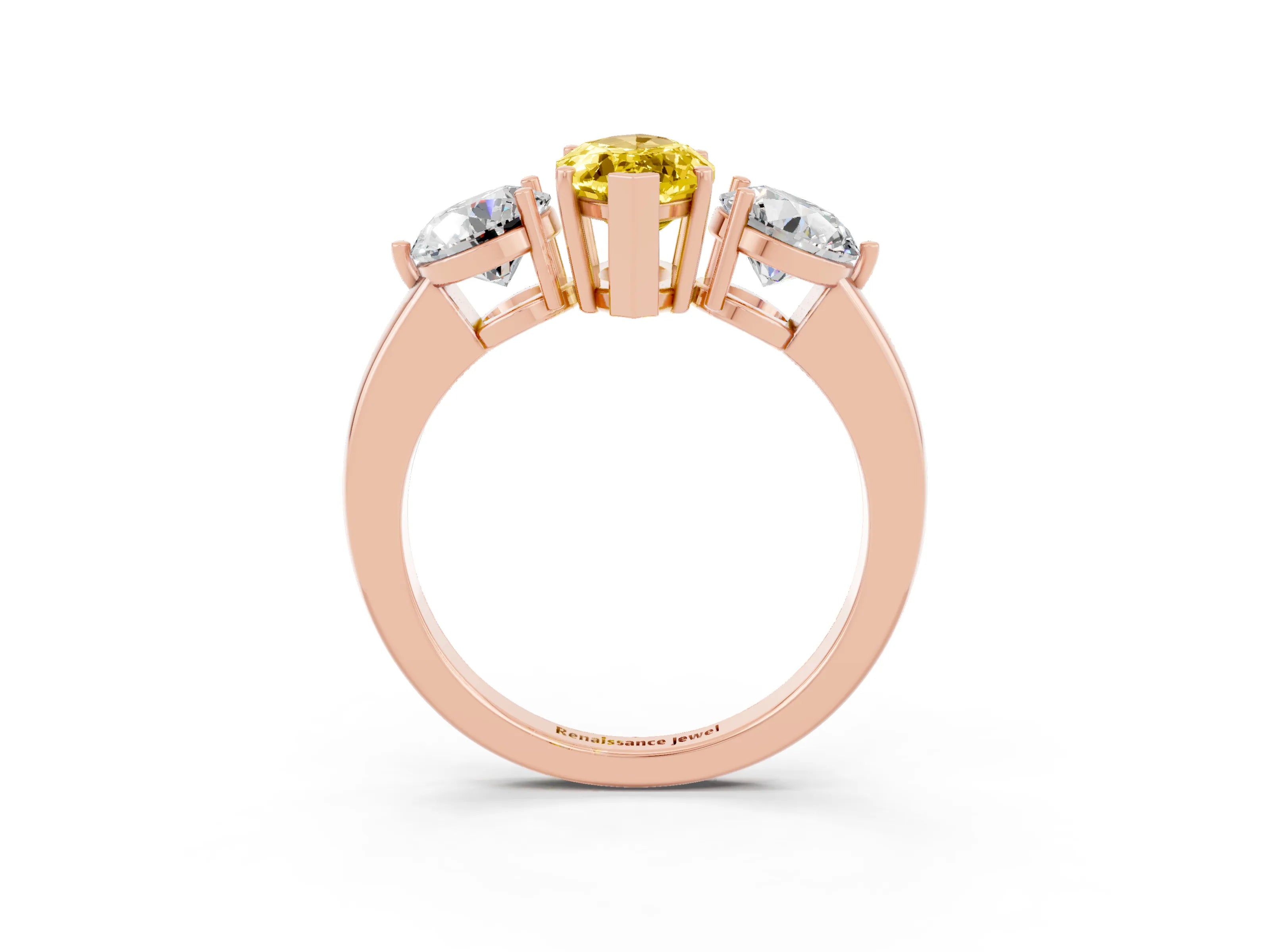Rose gold Marquise Cut Yellow Sapphire Three-Stone Ring with Prong Setting and Classic Band_3
