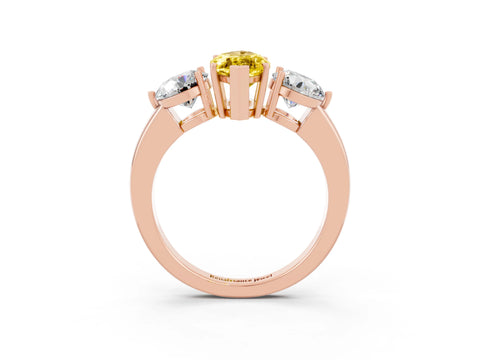Rose gold Marquise Cut Yellow Sapphire Three-Stone Ring with Prong Setting and Classic Band_3