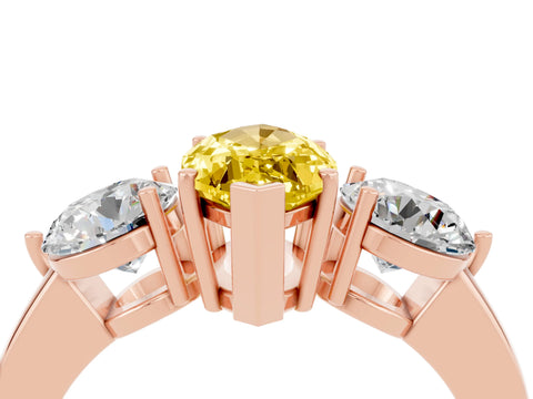 Rose gold Marquise Cut Yellow Sapphire Three-Stone Ring with Prong Setting and Classic Band_4