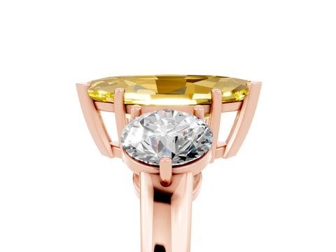 Rose gold Marquise Cut Yellow Sapphire Three-Stone Ring with Prong Setting and Classic Band_5