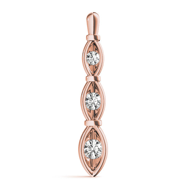 Rose gold Marquise Diamond Bar Pendant with Bezel Setting