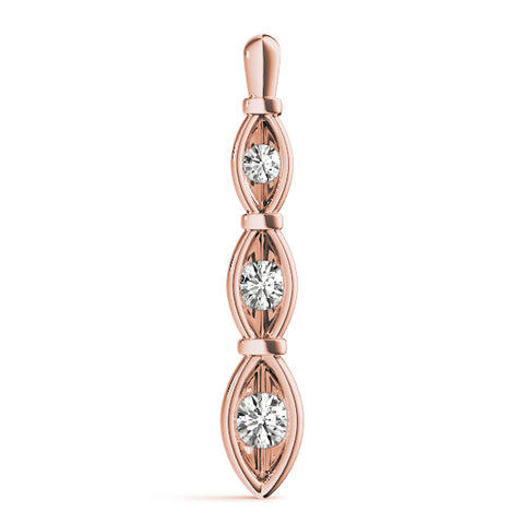 Rose gold Marquise Diamond Bar Pendant with Bezel Setting 1