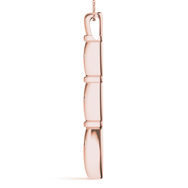 Rose gold Marquise Diamond Bar Pendant with Bezel Setting