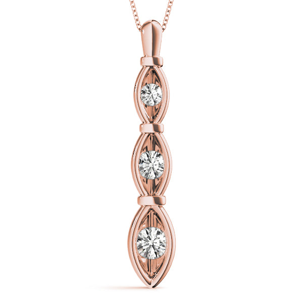 Rose gold Marquise Diamond Bar Pendant with Bezel Setting