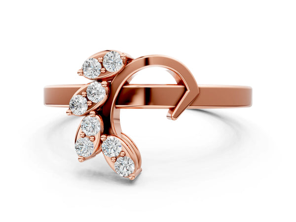 Rose gold Marquise Diamond Cluster Bypass Ring with Prong Setting