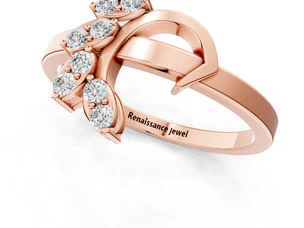 Rose gold Marquise Diamond Cluster Bypass Ring with Prong Setting