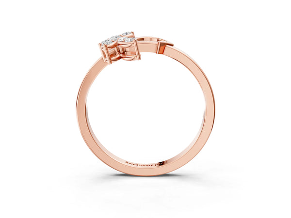 Rose gold Marquise Diamond Cluster Bypass Ring with Prong Setting
