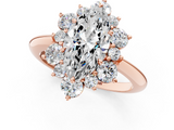 Rose gold Marquise Diamond Cluster Halo Ring with Solitaire Band and Four-Prong Setting_21