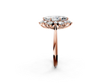Rose gold Marquise Diamond Cluster Halo Ring with Solitaire Band and Four-Prong Setting_22