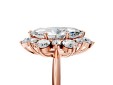 Rose gold Marquise Diamond Cluster Halo Ring with Solitaire Band and Four-Prong Setting_25