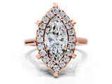 Rose gold Marquise Diamond Cluster Halo Solitaire with Four-Prong Setting_77