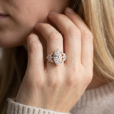 Rose gold Marquise Diamond Cluster Leaf Design Ring with Prong Setting_15