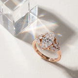 Rose gold Marquise Diamond Cluster Leaf Design Ring with Prong Setting_16