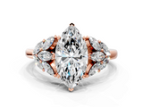 Rose gold Marquise Diamond Cluster Leaf Design Ring with Prong Setting_73