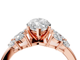 Rose gold Marquise Diamond Cluster Leaf Design Ring with Prong Setting_77