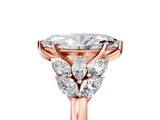 Rose gold Marquise Diamond Cluster Leaf Design Ring with Prong Setting_78