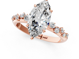 Rose gold Marquise Diamond Cluster Prong-Set Solitaire Ring_61