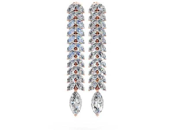 Rose gold Marquise Diamond Double Row Dangle Earrings