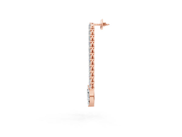 Rose gold Marquise Diamond Double Row Dangle Earrings