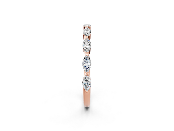18K Rose Gold Marquise Diamond Eternity Band with Bezel Setting