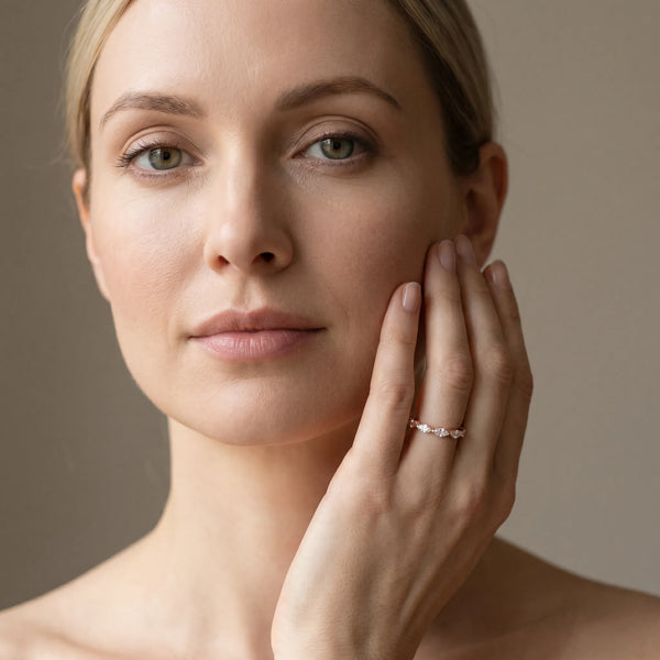 Rose gold Marquise Diamond Eternity Band with Bezel Setting