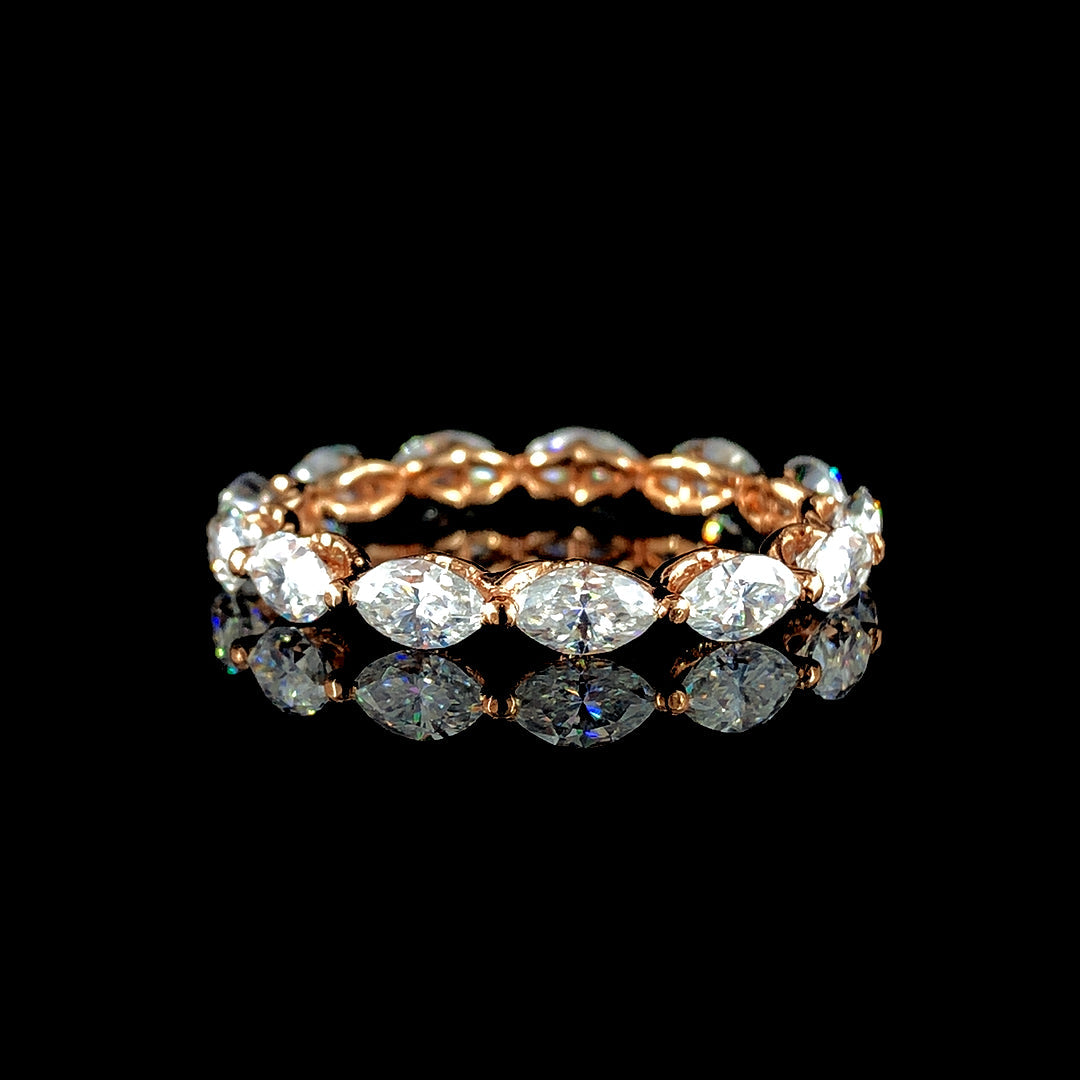 14K Rose Gold Marquise Diamond Eternity Band with 14K Rose Gold U-Prong Setting