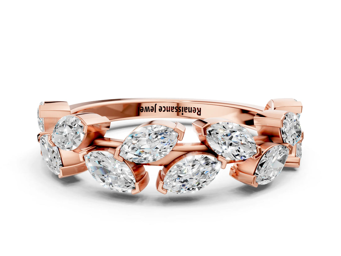 Rose gold Marquise Diamond Eternity Band with Shared Prong Setting_4