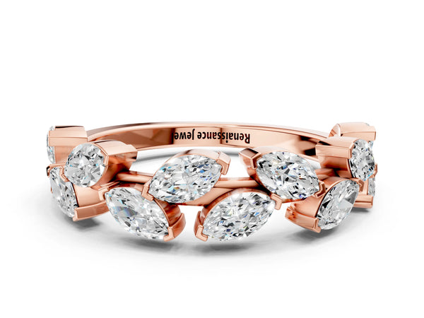 Rose gold Marquise Diamond Eternity Band with Shared Prong Setting