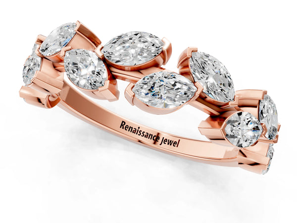 Rose gold Marquise Diamond Eternity Band with Shared Prong Setting