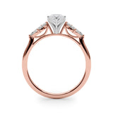 Rose gold Marquise Diamond Floral Cluster Ring with Marquise Side Stones and Six-Prong Solitaire Setting 2