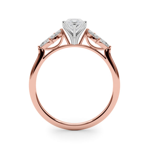 Rose gold Marquise Diamond Floral Cluster Ring with Marquise Side Stones and Six-Prong Solitaire Setting 2