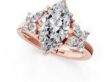 Rose gold Marquise Diamond Floral Cluster Ring with Solitaire Band and Prong Setting_55