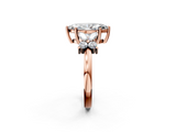 Rose gold Marquise Diamond Floral Cluster Ring with Solitaire Band and Prong Setting_56