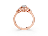 Rose gold Marquise Diamond Floral Cluster Ring with Solitaire Band and Prong Setting_57