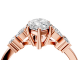 Rose gold Marquise Diamond Floral Cluster Ring with Solitaire Band and Prong Setting_58
