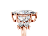 Rose gold Marquise Diamond Floral Cluster Ring with Solitaire Band and Prong Setting_59