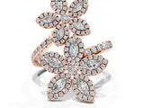 Rose gold Marquise Diamond Floral Promise Ring with Round Diamond Accents